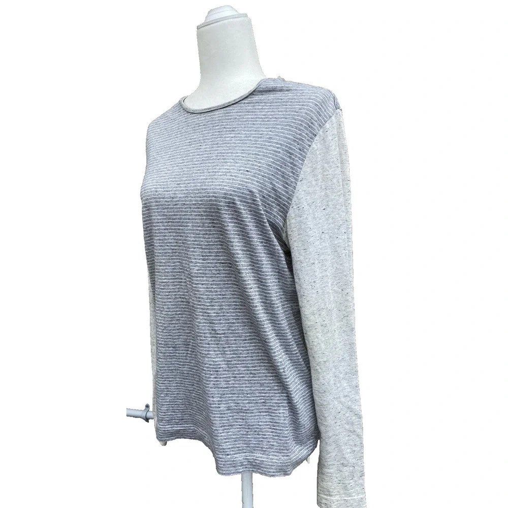 Vince top cotton sweater striped size S super soft crewneck basic long A000245